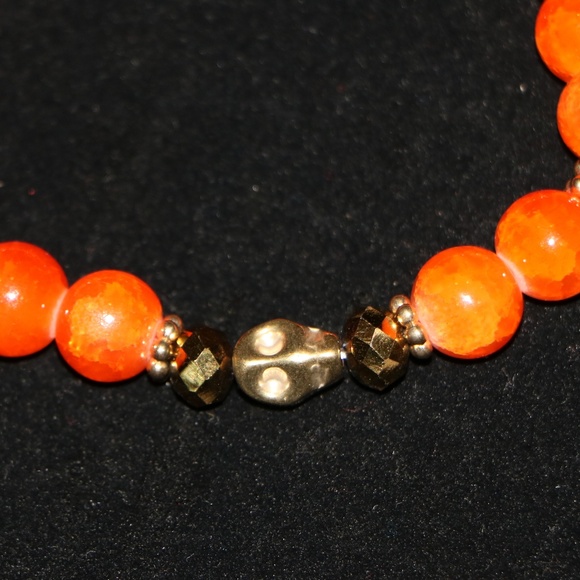 Dia De Muerto Bracelet: Golden Sugar Skull Beaded - Picture 2 of 3